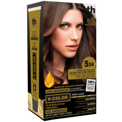 Краска для волос V- color no. 5.34 (светло-золотой медно-коричневый) - домашний комплект+шампунь и м