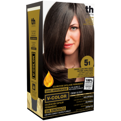 Краска для волос V- color no. 5.1 (светло-коричневый ясень) - домашний комплект+шампунь и маска бес 