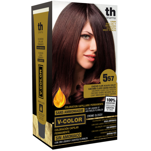Краска для волос V- color no. 5.57 (светлый махагон ф) - домашний комплект+шампунь и маска бесплатно TH Pharma