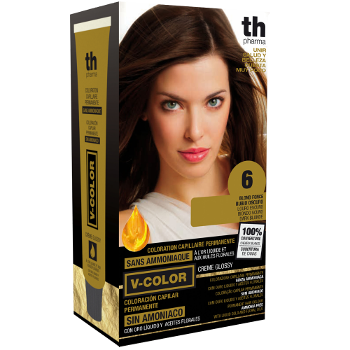 Краска для волос V- color no. 6 (темно-русый) -домашний комплект+шампунь и маска бесплатно TH Pharma