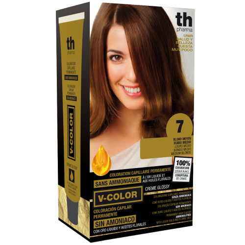 Краска для волос V- color no.7 (средне-русый)-домашний комплект+шампунь и маска бесплатно TH Pharma