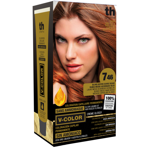 Краска для волос V- color no.7.46 (средний медно..)домашний комплект+шампунь и маска бесплатно TH Pharma